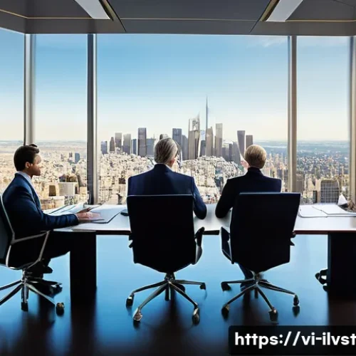 사모펀드 투자 기본 용어 정리 - **Prompt 1: The Essence of Private Equity**
    A sophisticated, high-ceilinged modern boardroom bat...