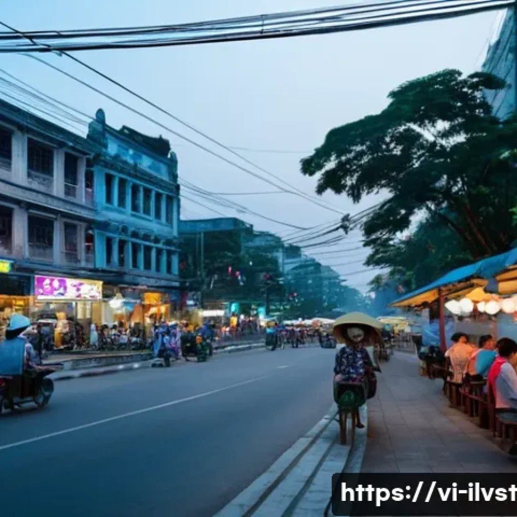 사모펀드에 대한 일반인 인식 조사 - **Prompt:** A bustling, modern street scene in a Vietnamese city, perhaps Ho Chi Minh City or Hanoi,...