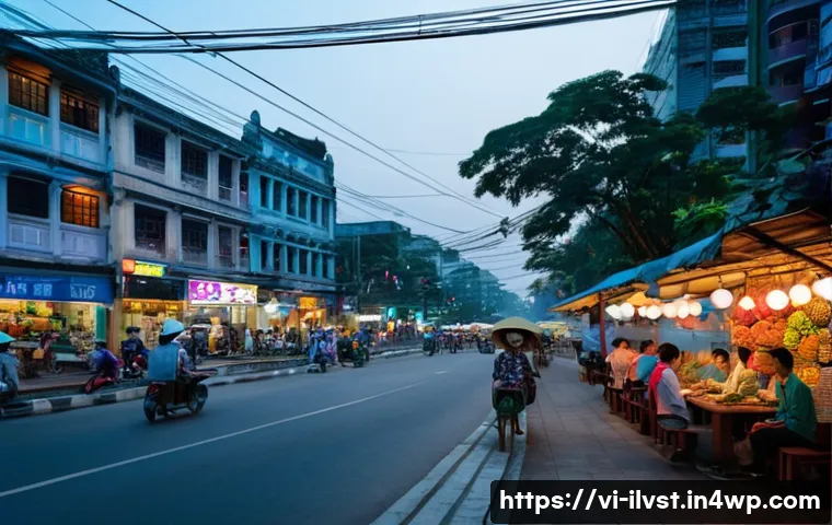 사모펀드에 대한 일반인 인식 조사 - **Prompt:** A bustling, modern street scene in a Vietnamese city, perhaps Ho Chi Minh City or Hanoi,...