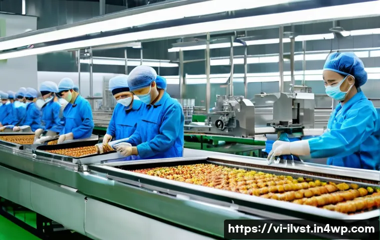 사모펀드 투자와 기업 가치 창출 - A modern Vietnamese food processing factory interior showing advanced machinery and automated produc...